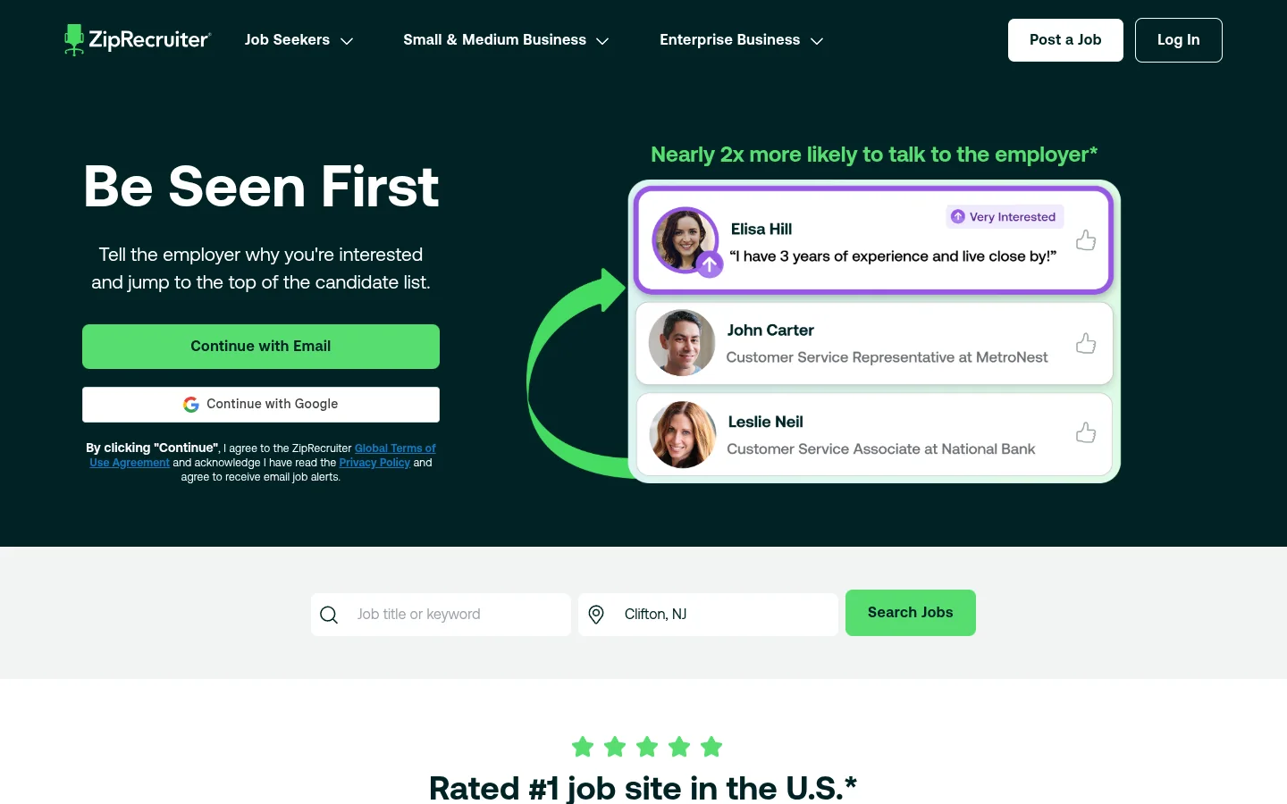 ZipRecruiter · Website screenshot