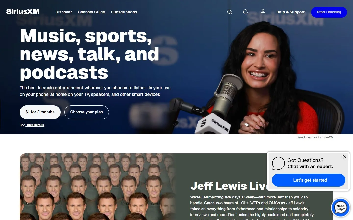 SiriusXM · Website screenshot
