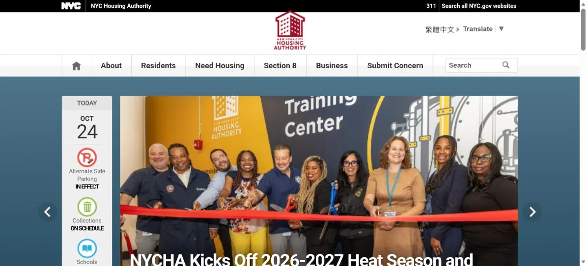New York City Housing Authority · Website screenshot