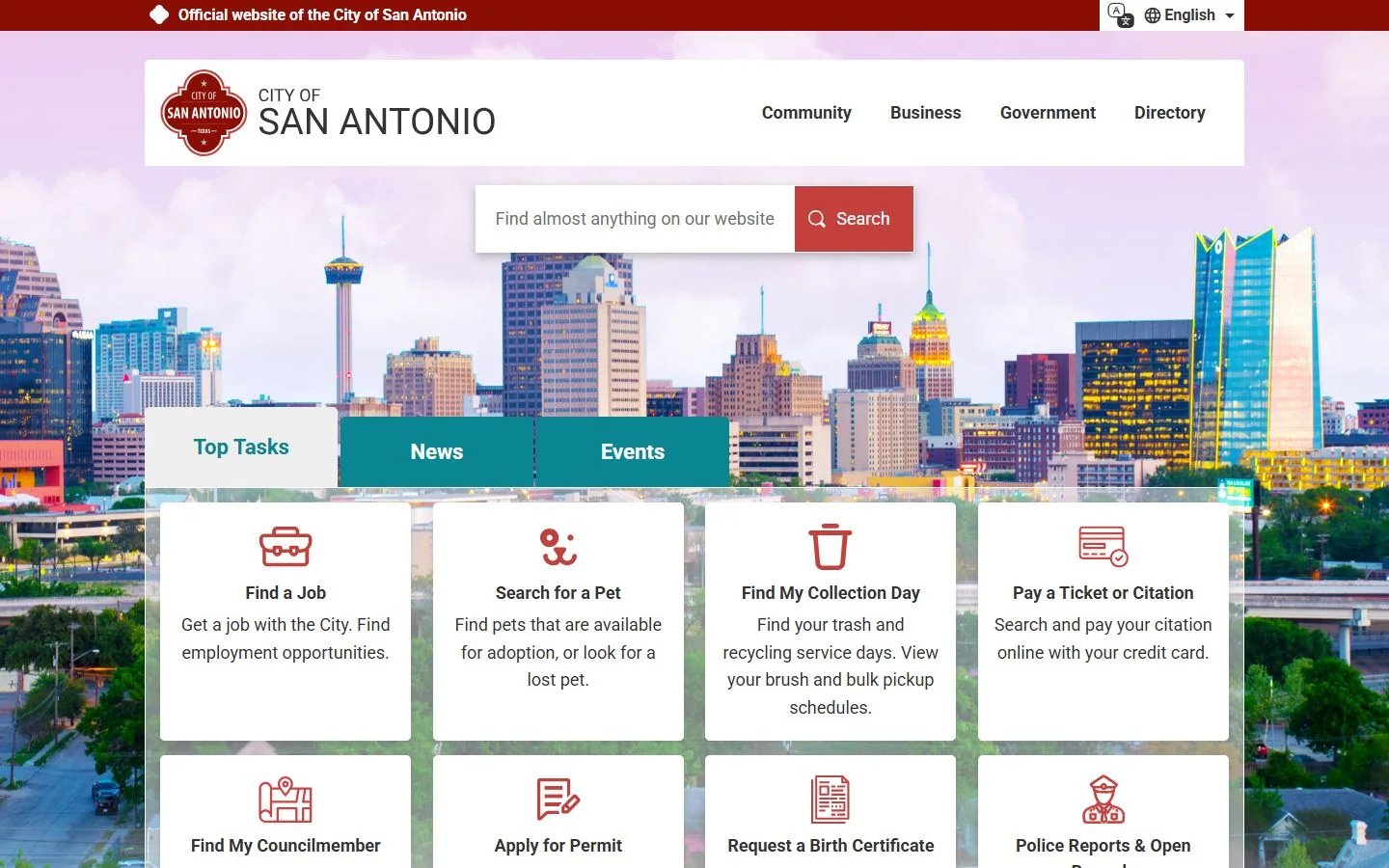San Antonio · Website screenshot
