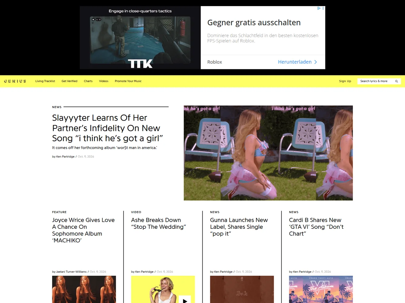 Genius — Earlier official website screenshot