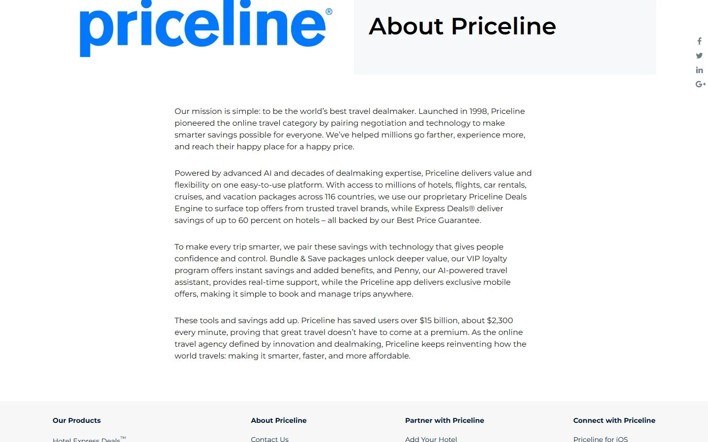 Priceline · Website screenshot