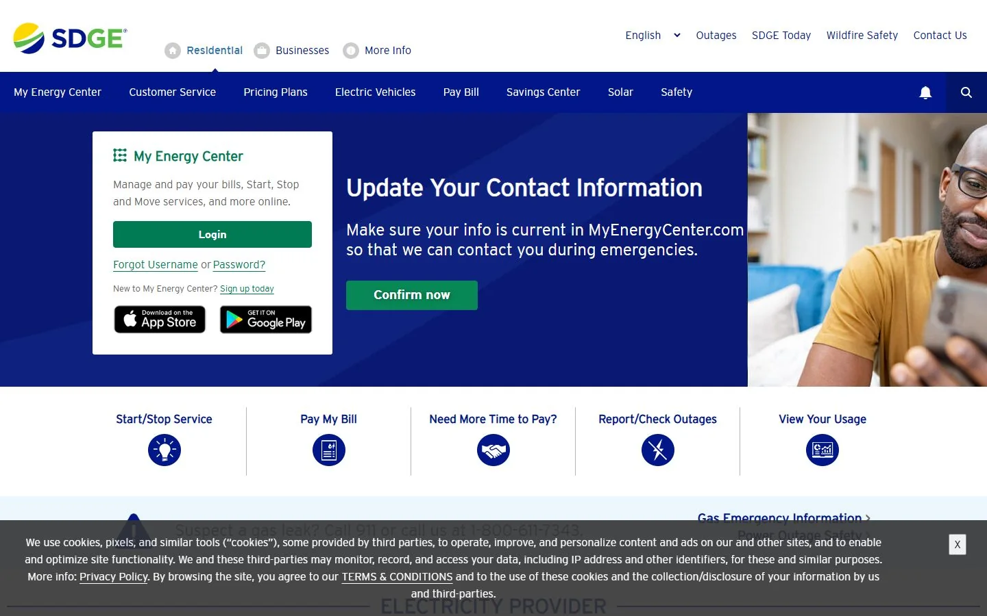 San Diego Gas & Electric · Website screenshot