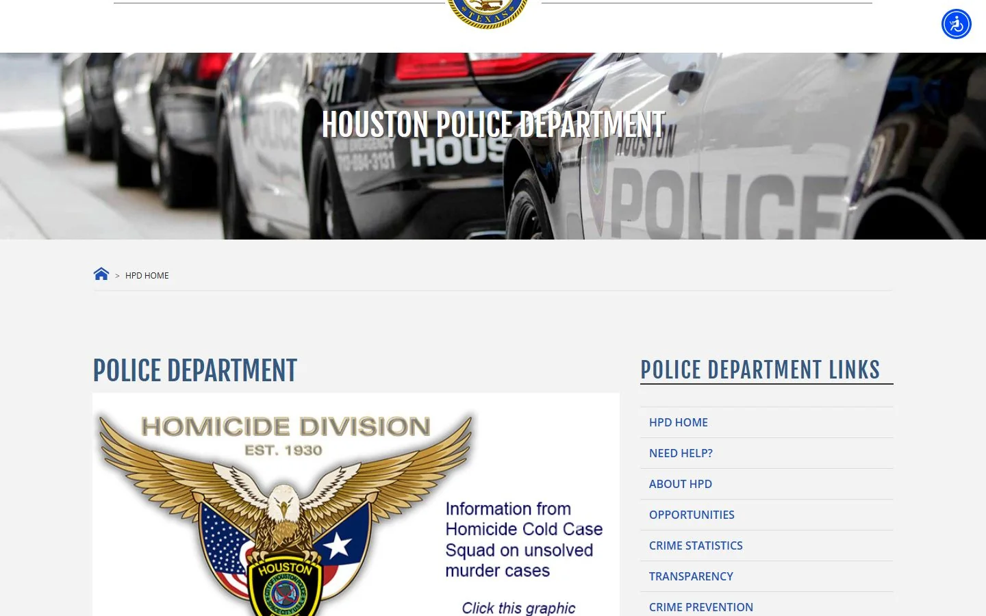 Houston Police Department · Website screenshot