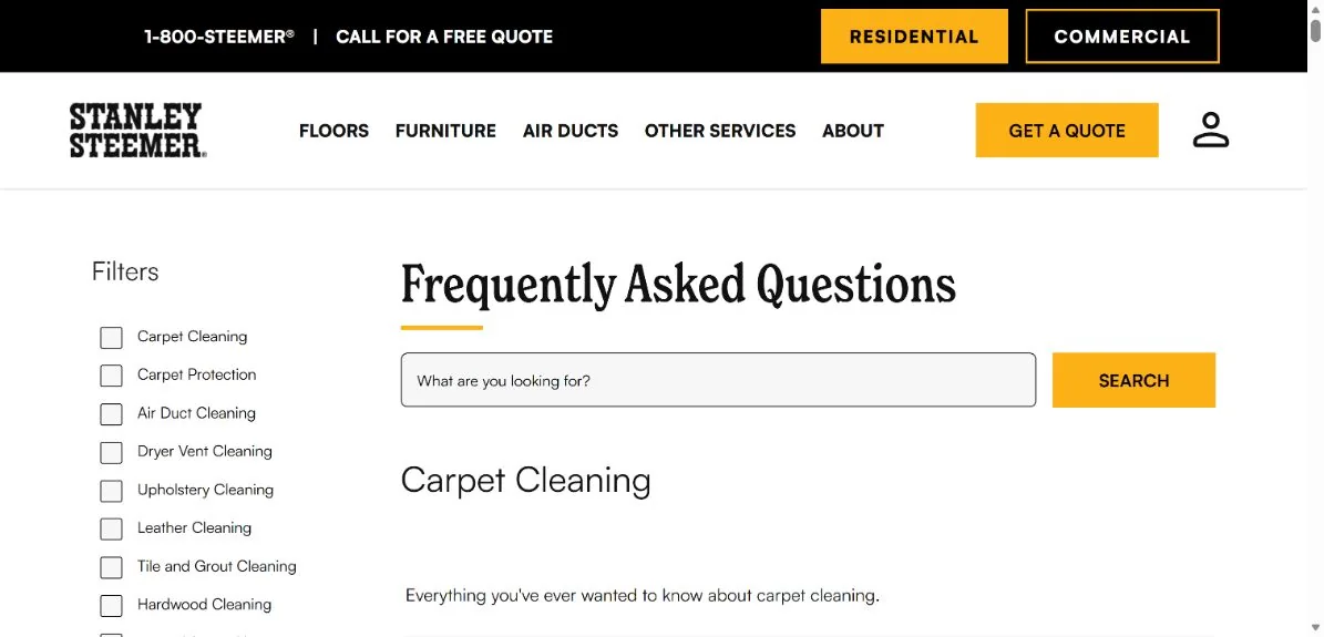 Stanley Steemer · Website screenshot