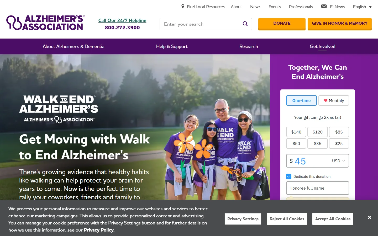 Alzheimer's Association · Website screenshot