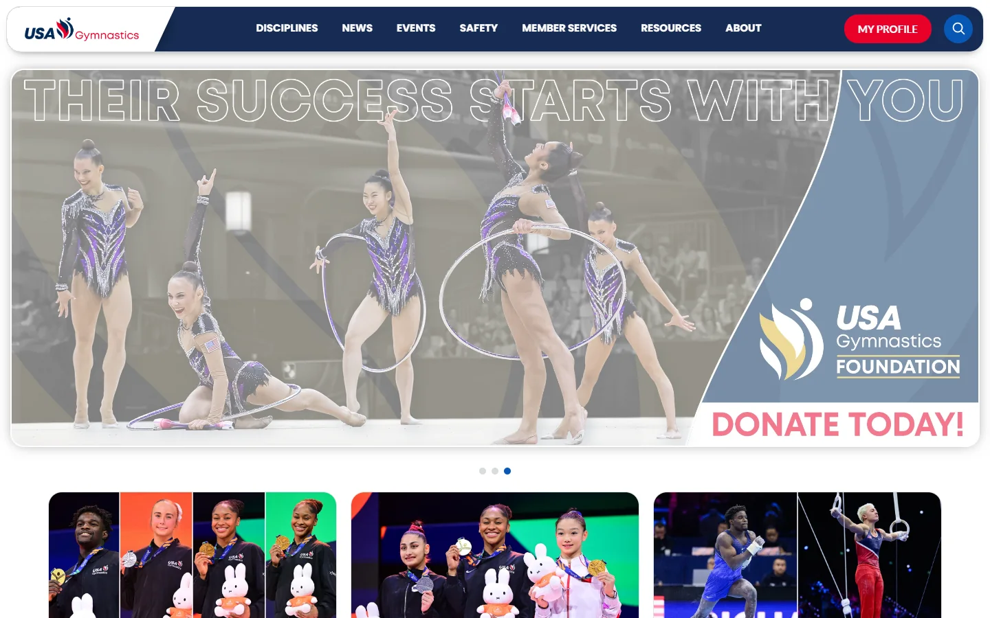 USA Gymnastics · Website screenshot