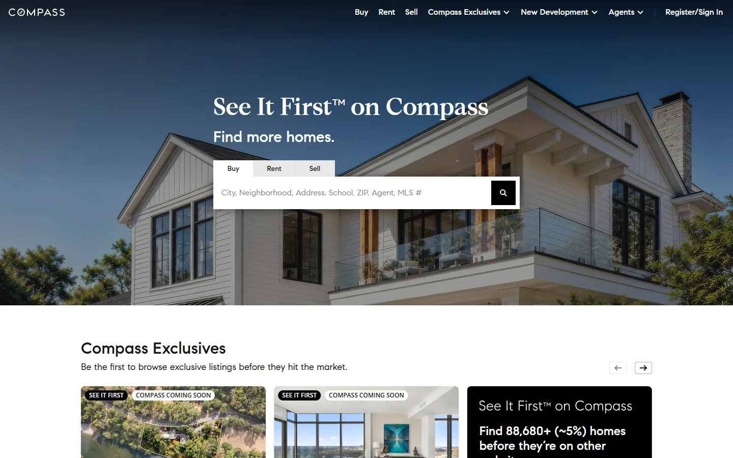 Compass · Website screenshot