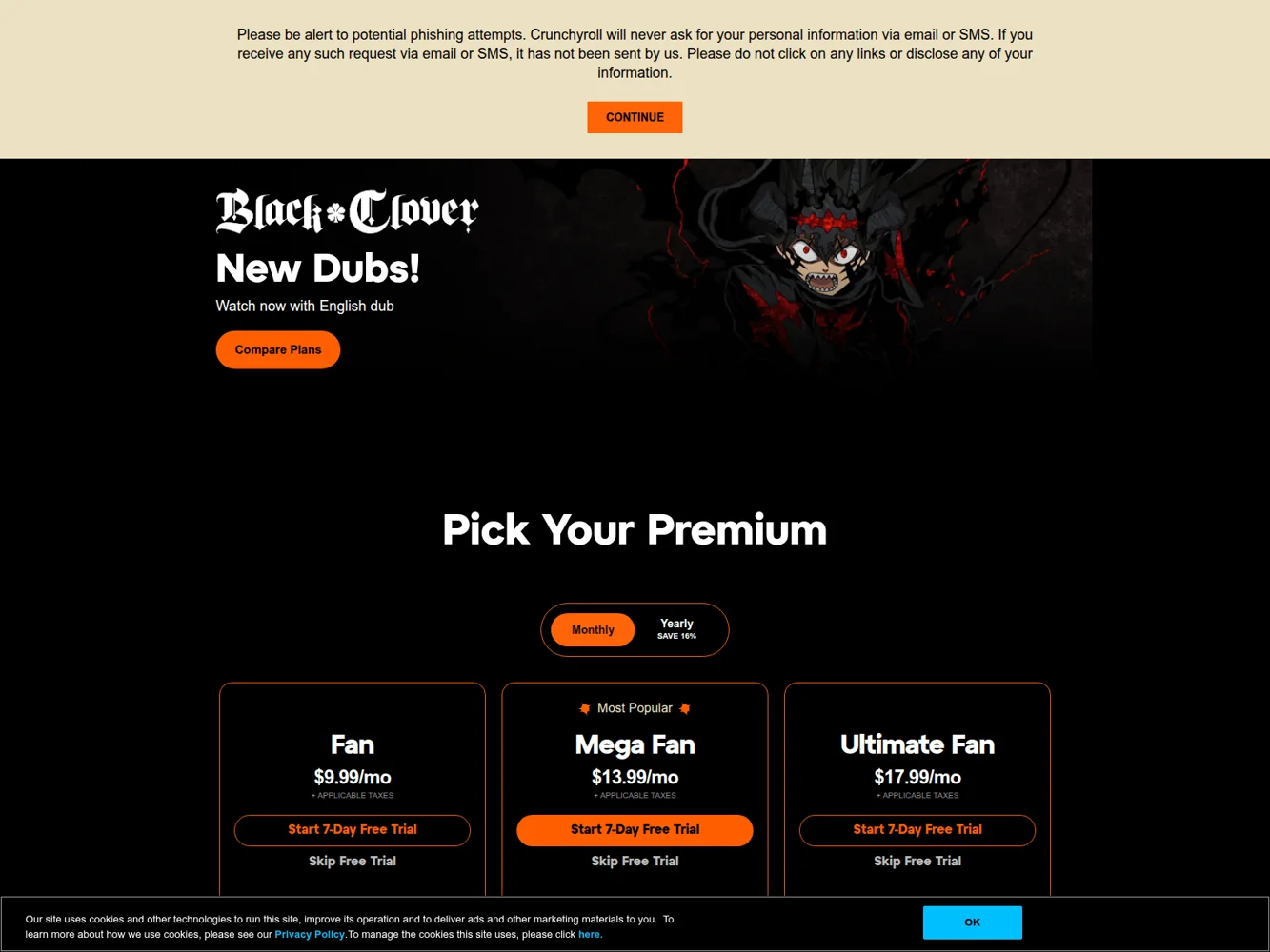 Crunchyroll — Earlier official website screenshot
