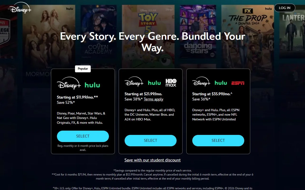Disney+ – Ansicht der Anbieter-Website