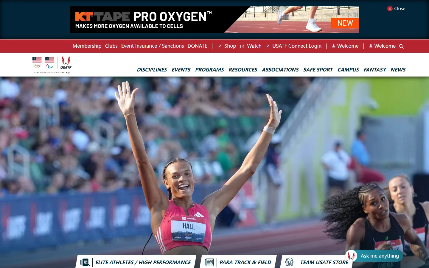 USA Track & Field · Website screenshot