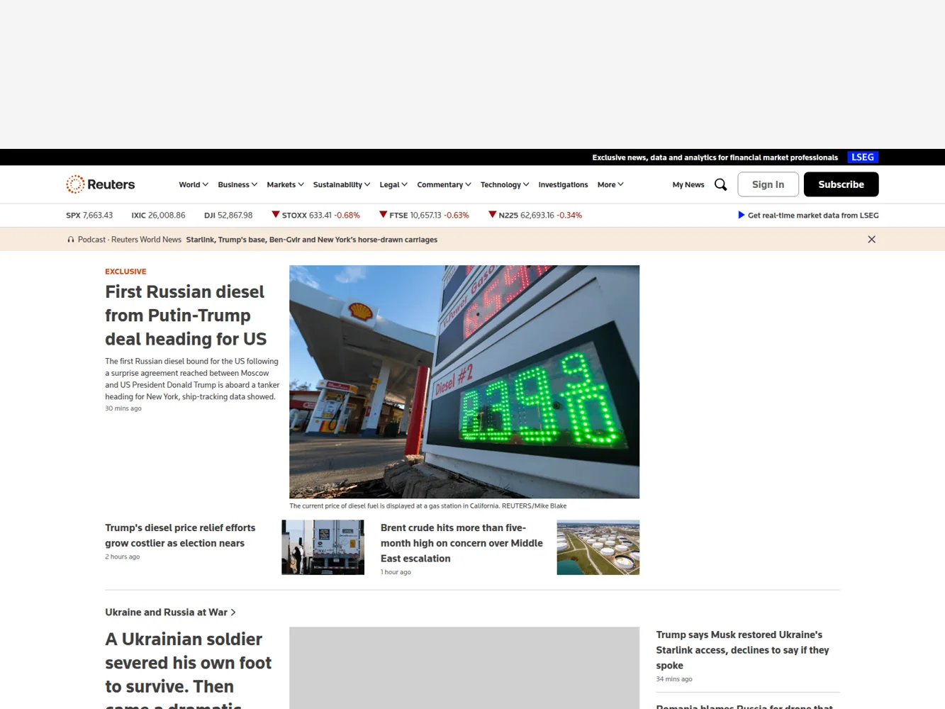 Reuters — Earlier official website screenshot