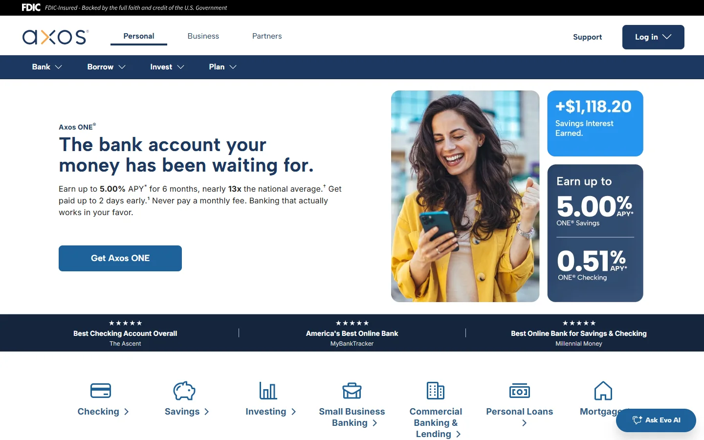 Axos Bank · Website screenshot