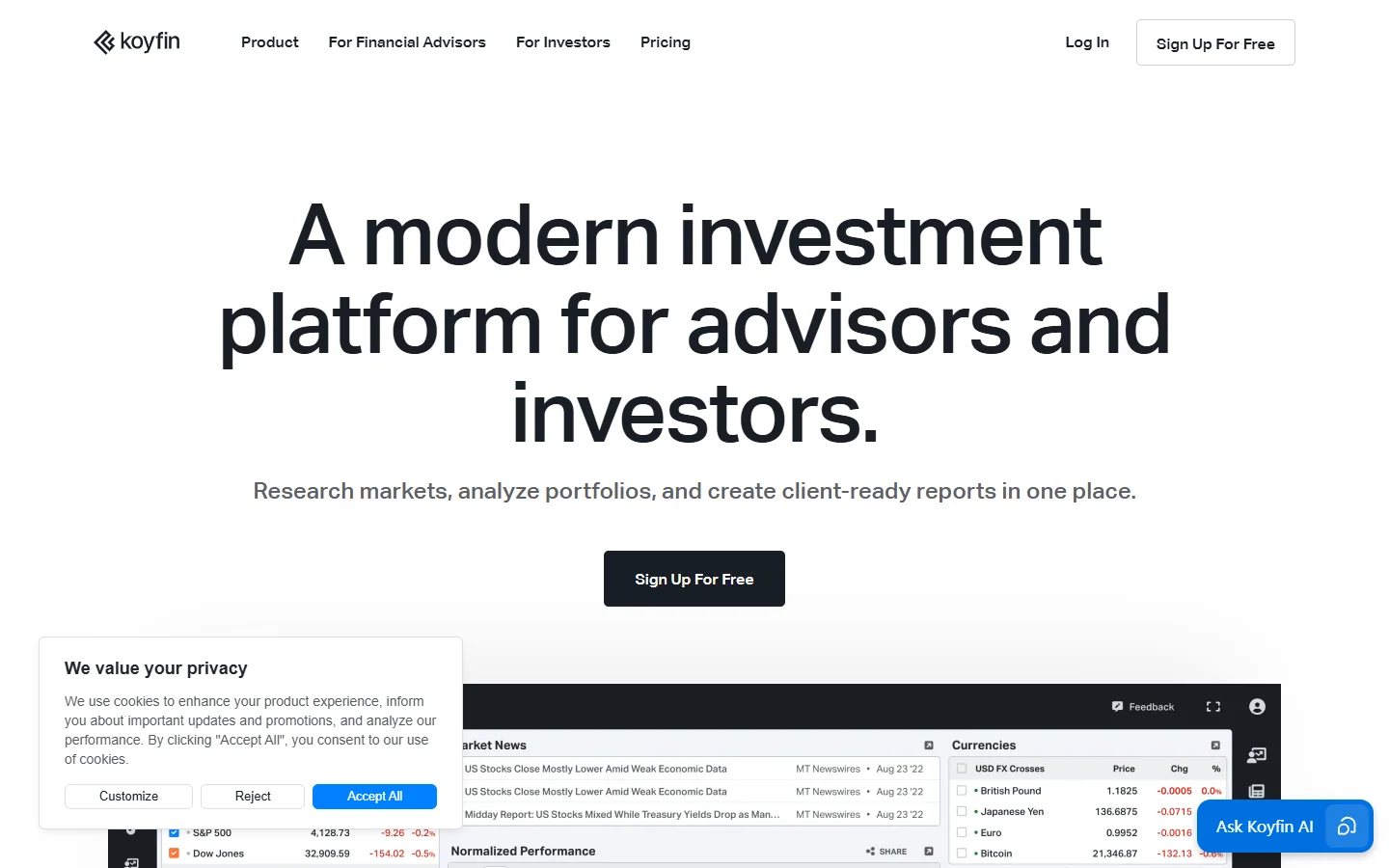 Koyfin · Website screenshot