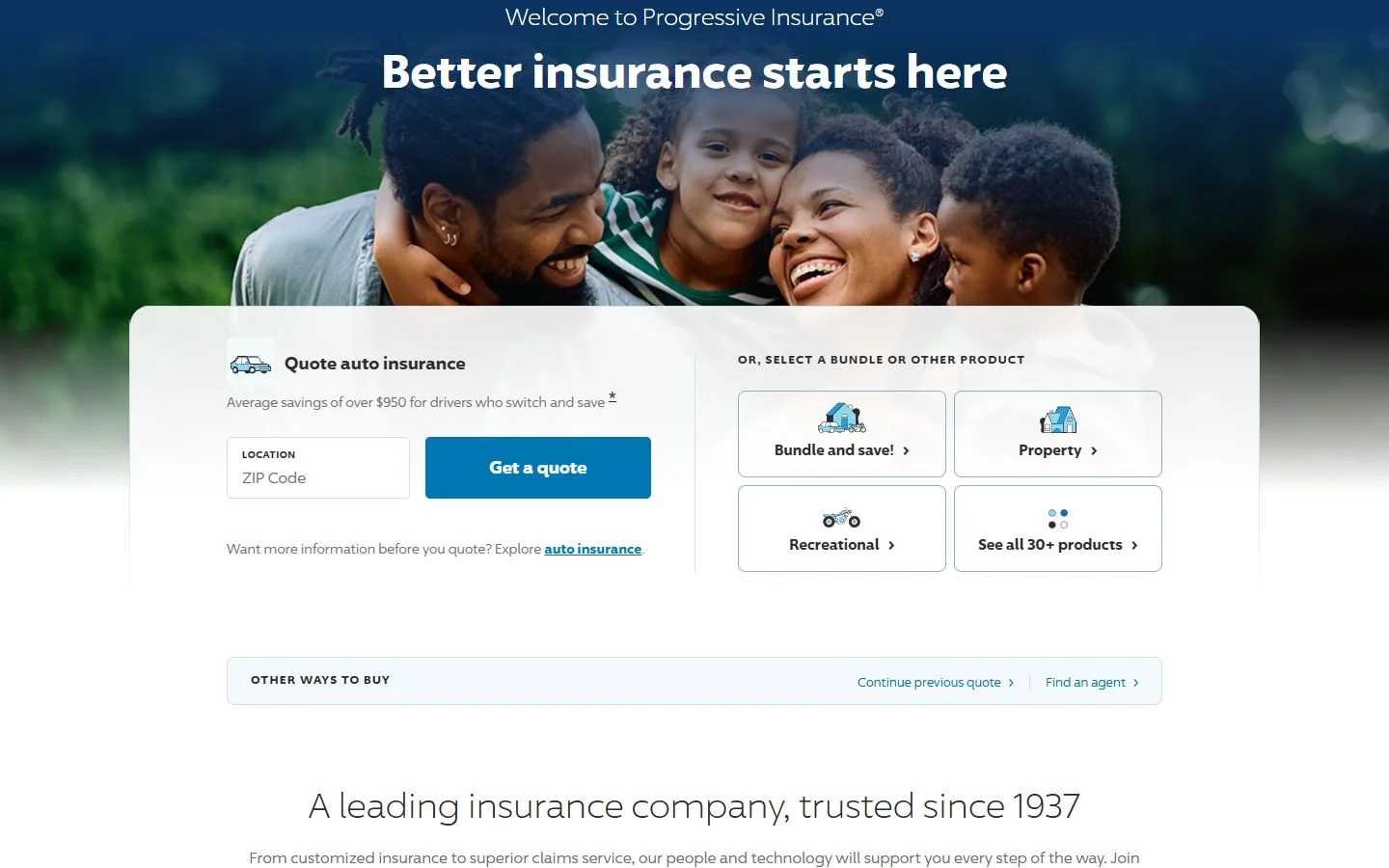 Progressive · Website screenshot