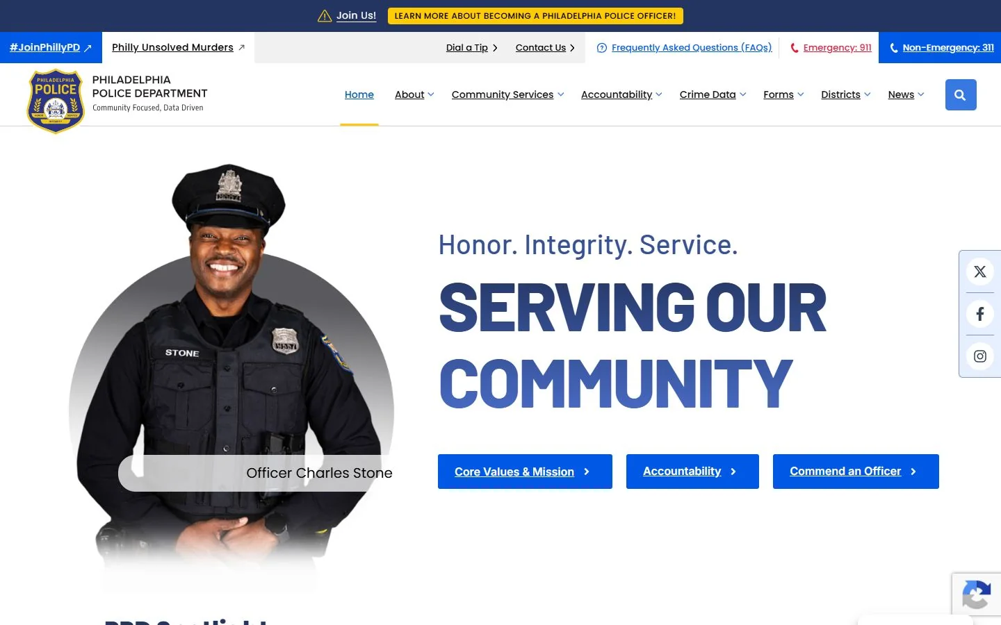 Philadelphia Police Department · Website screenshot