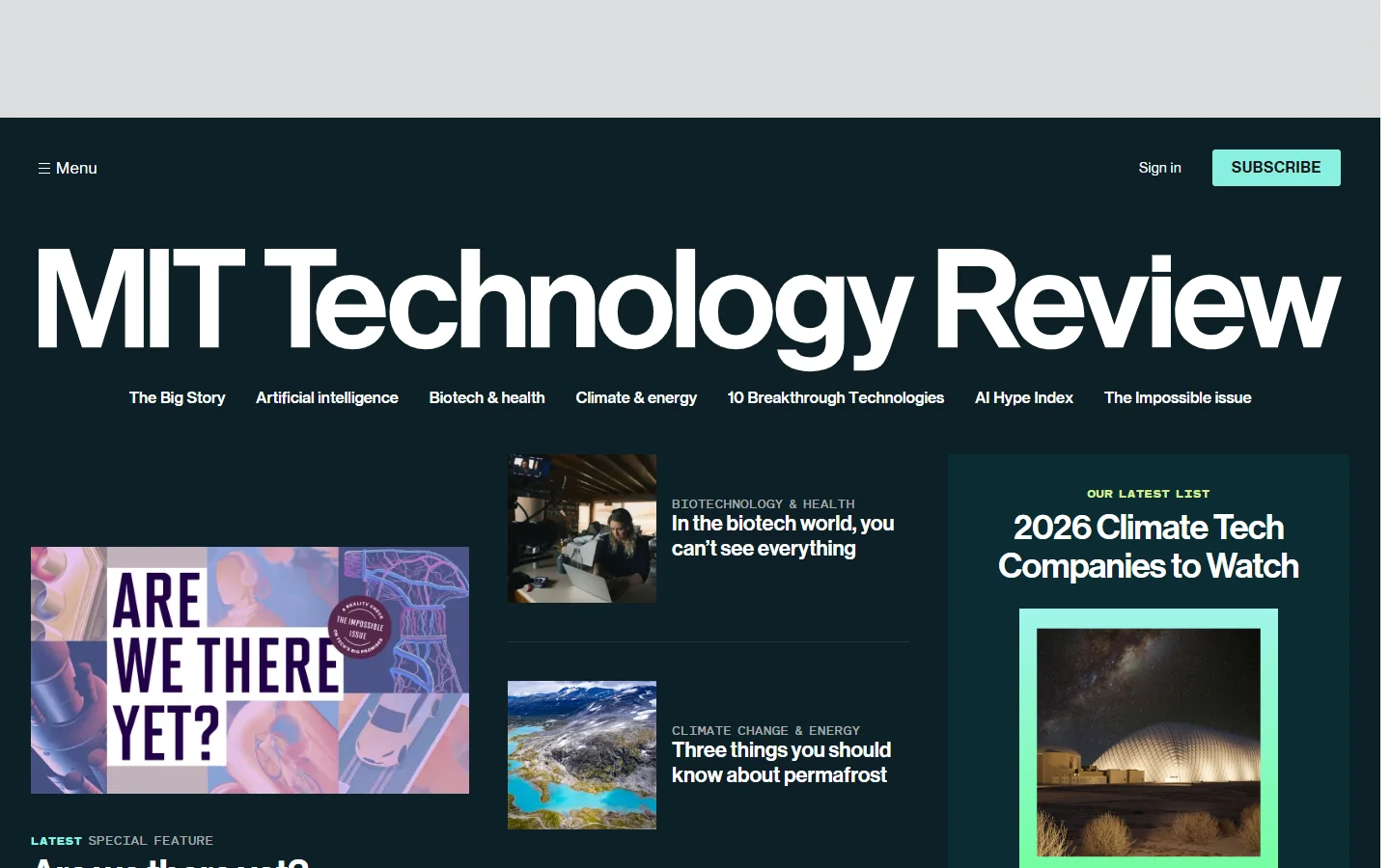 MIT Technology Review · Website screenshot