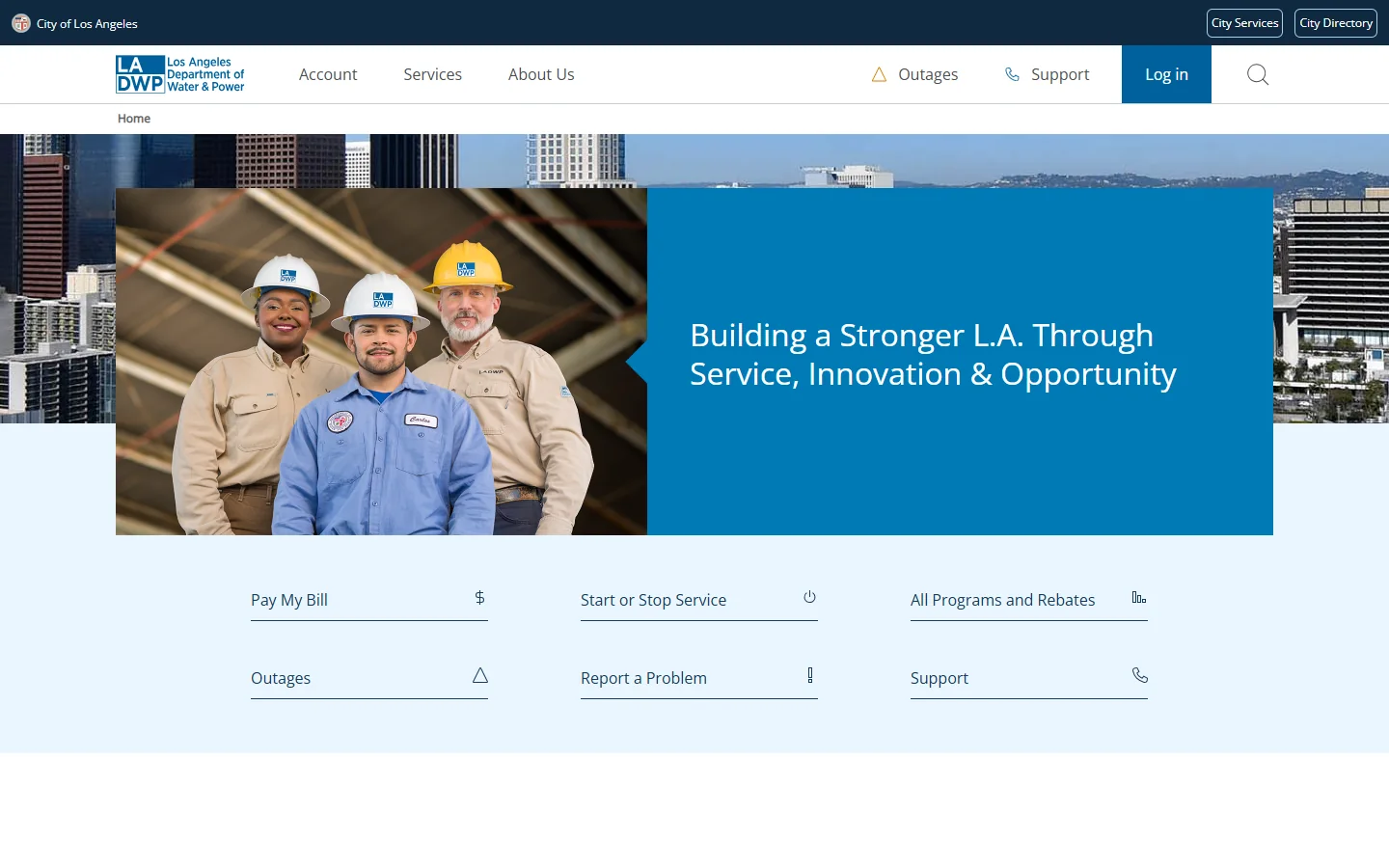 Los Angeles Department of Water and Power · Website screenshot