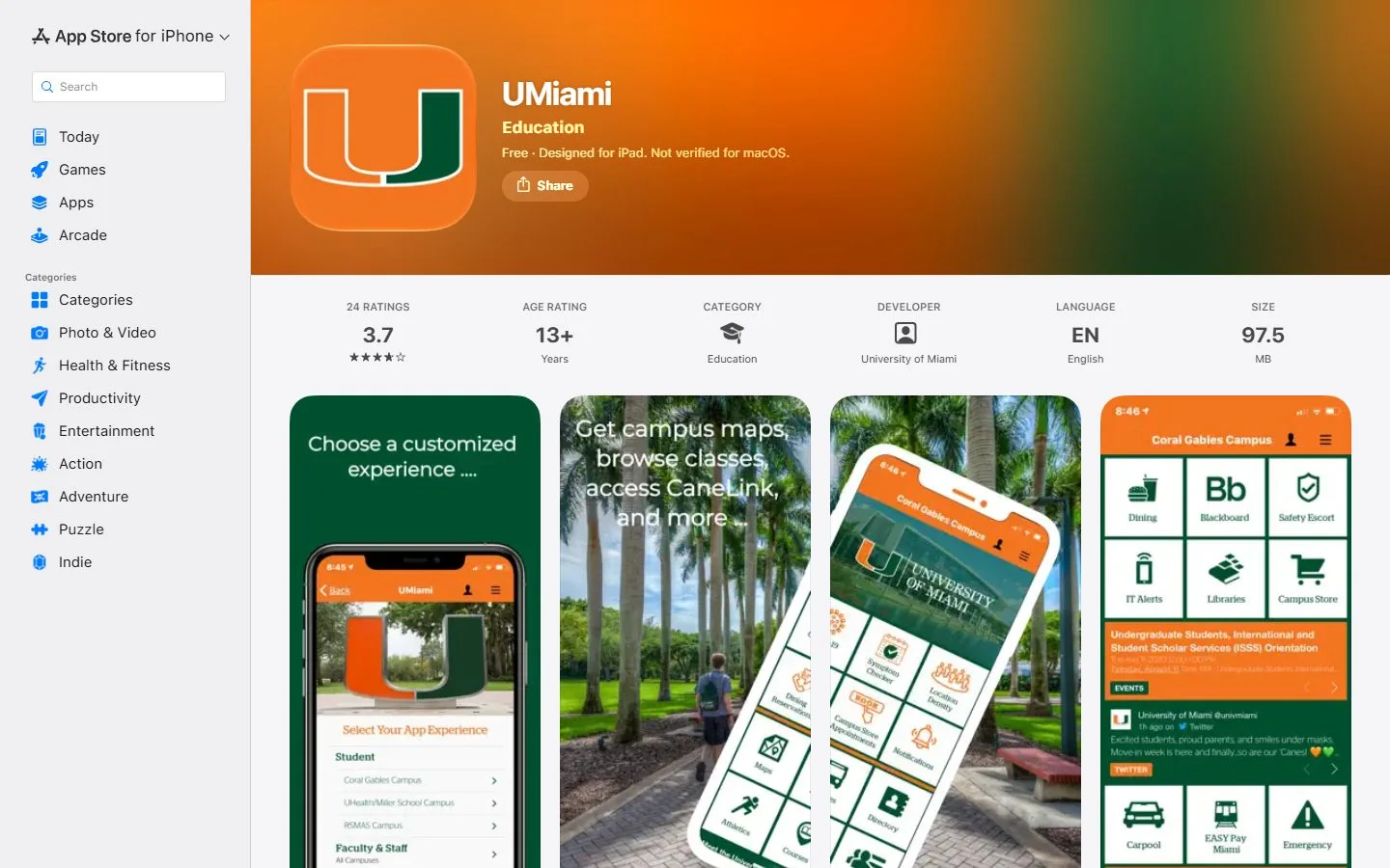 University of Miami · Official UMiami app listing (US)