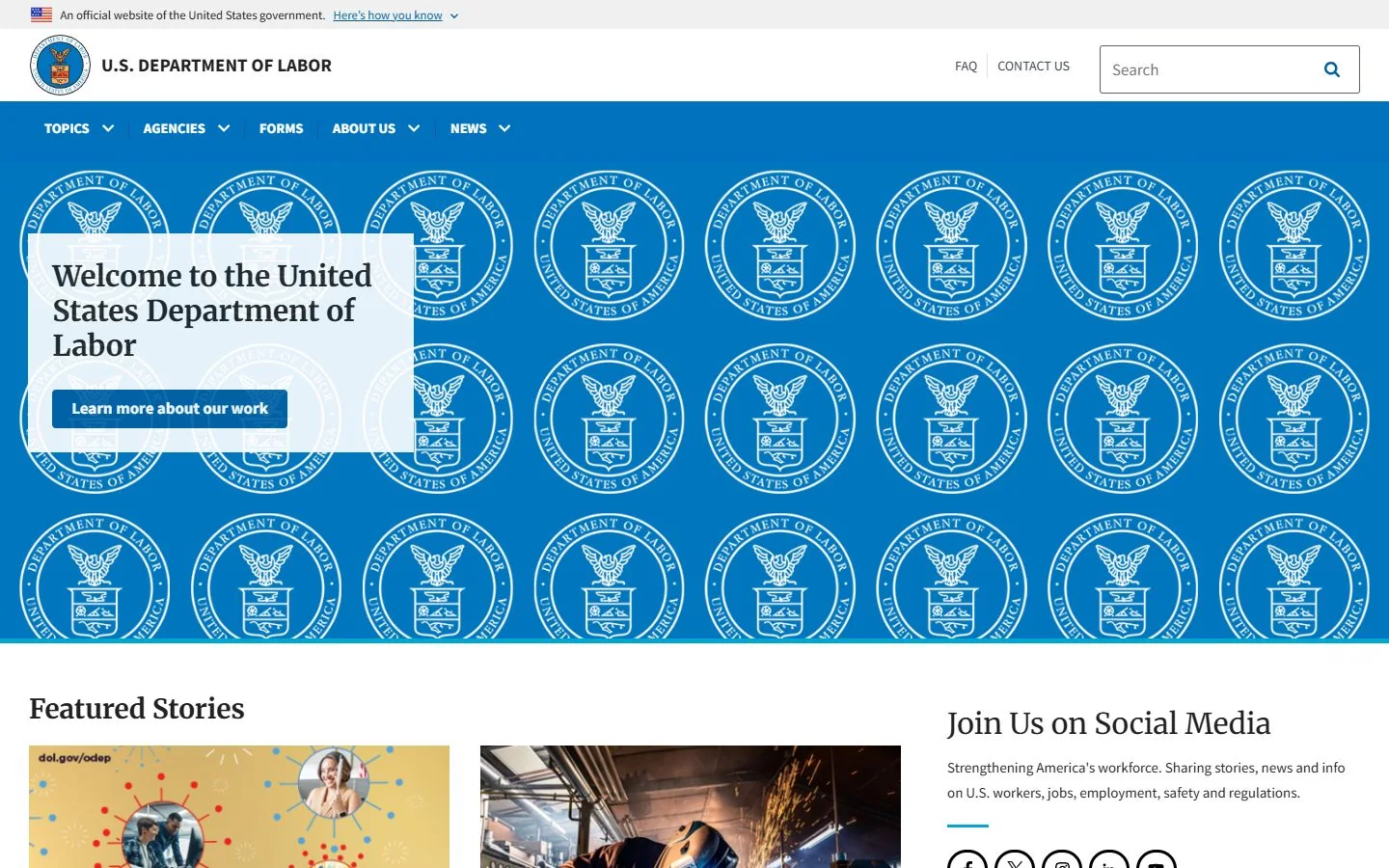 Department of Labor · Website screenshot
