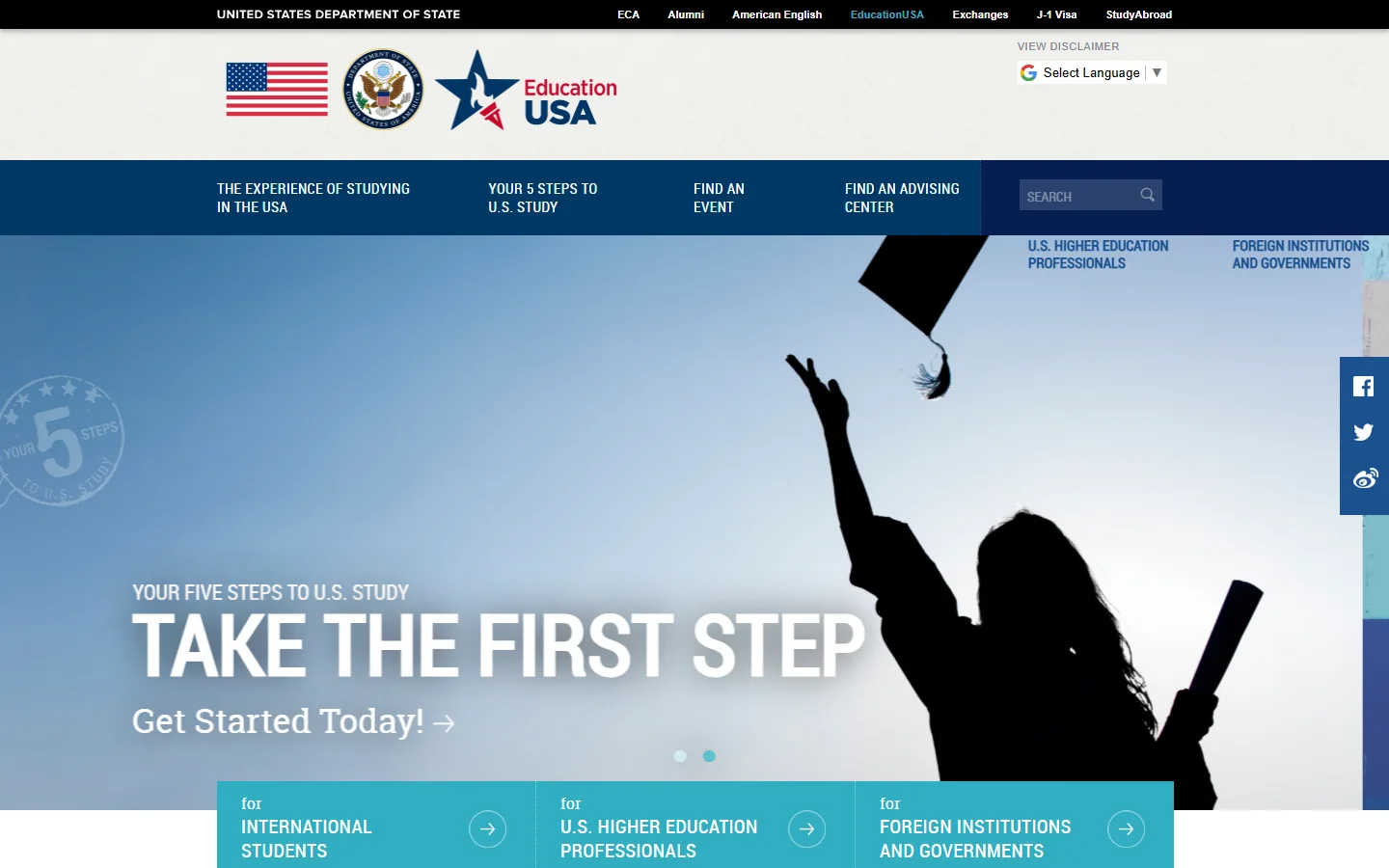 EducationUSA · Website screenshot