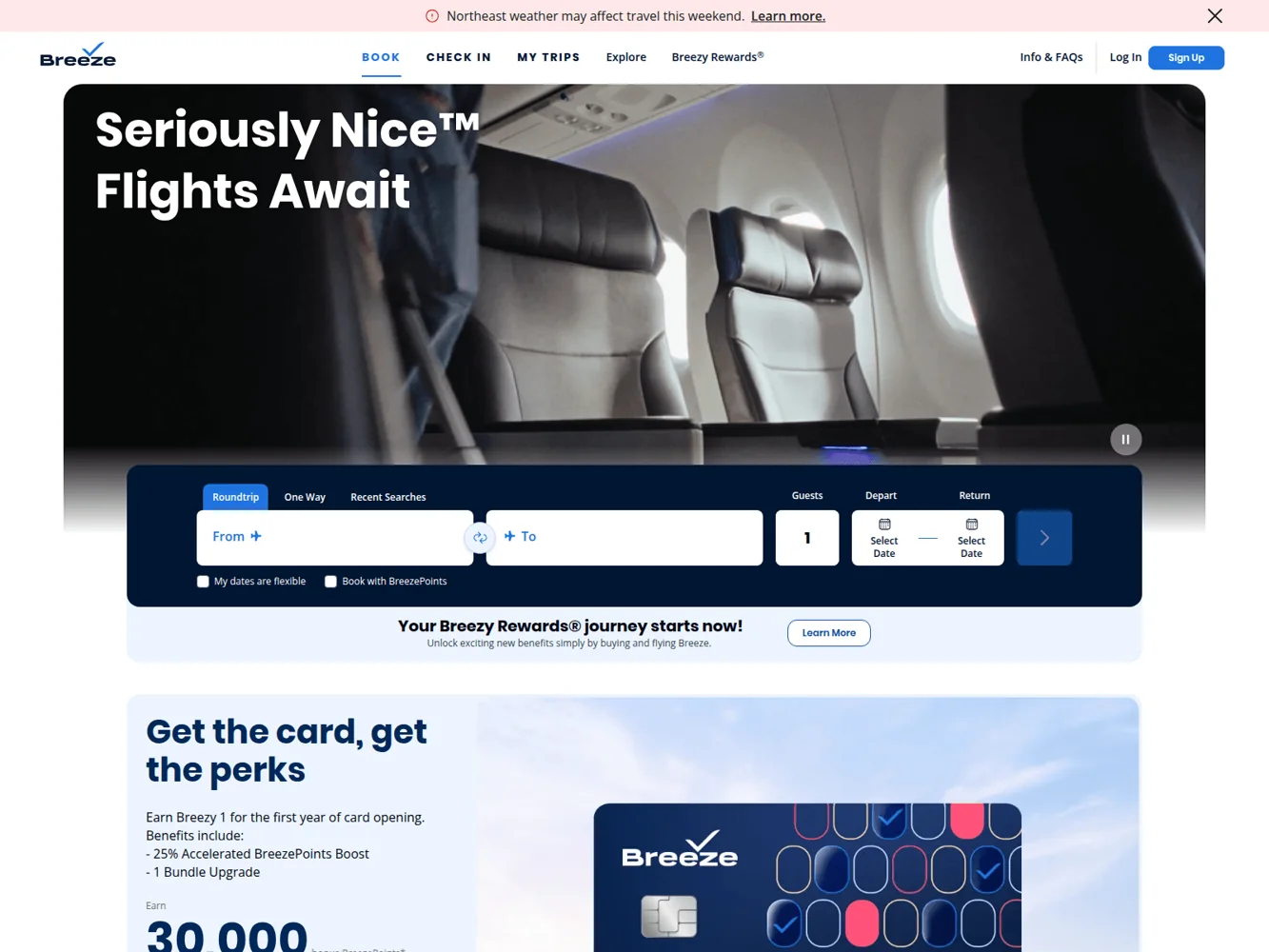 Breeze Airways · Website screenshot