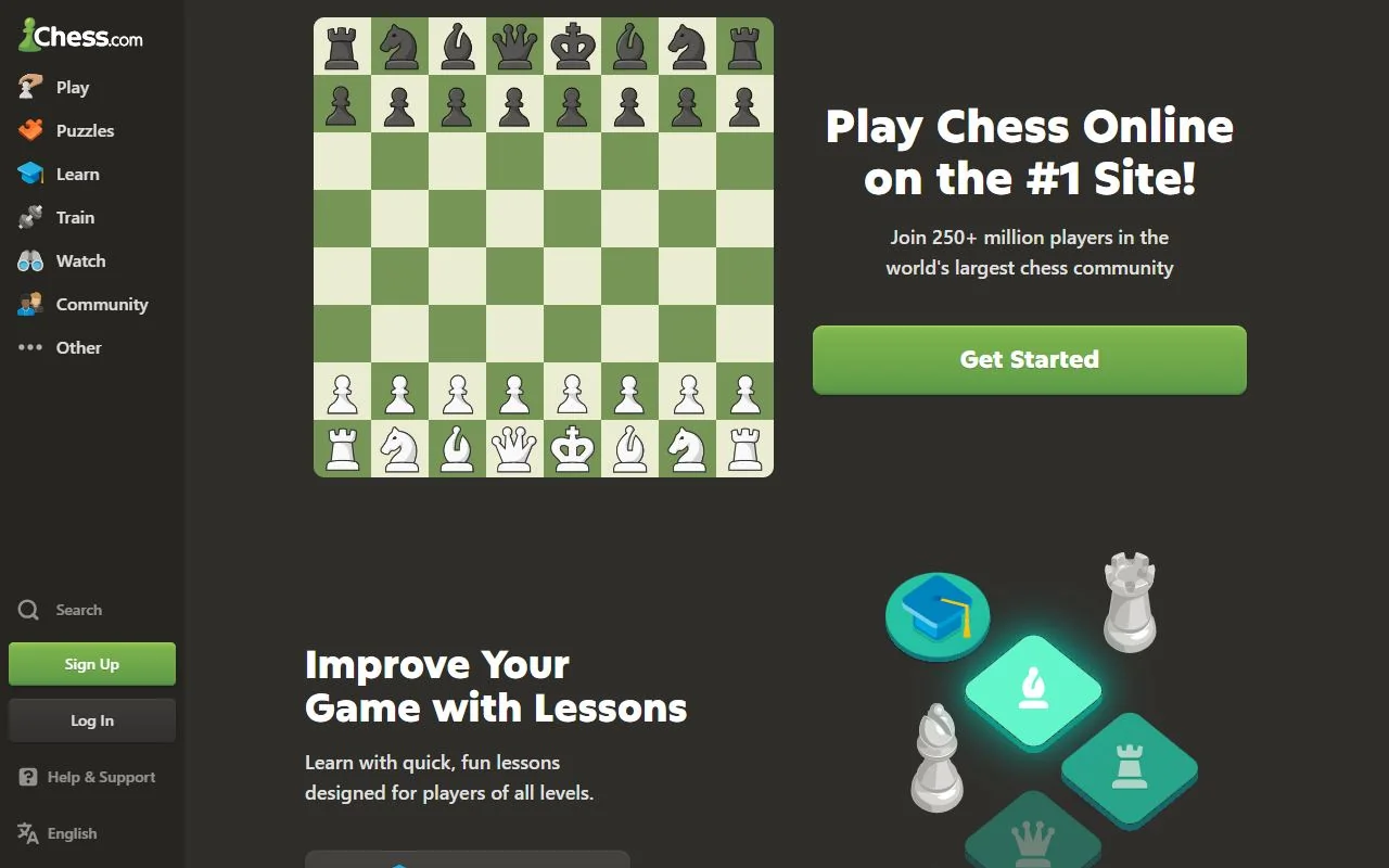 Chess.com – Ansicht der Anbieter-Website