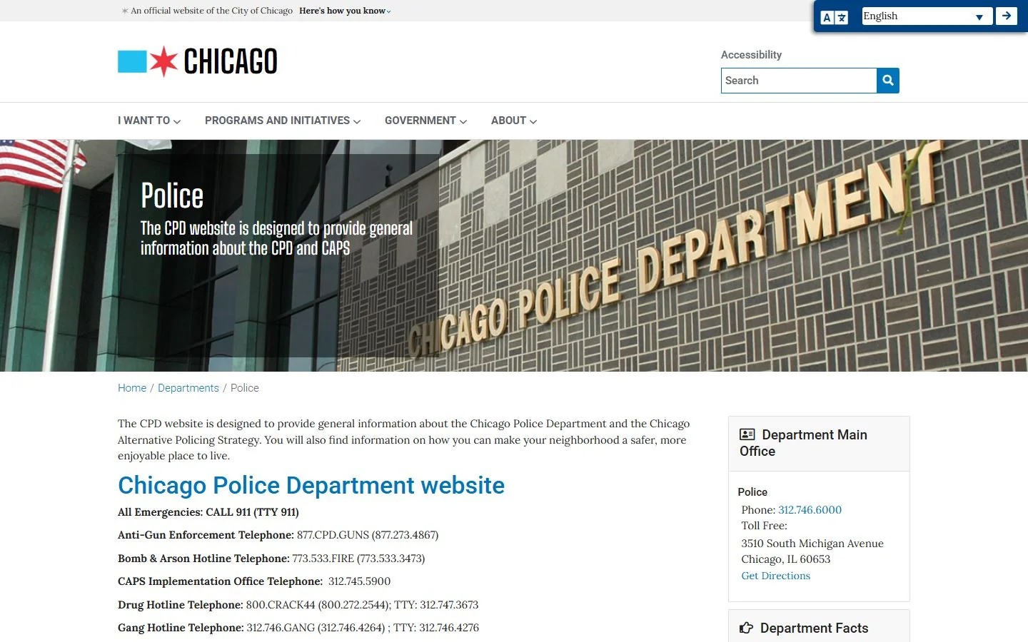 Chicago Police Department · Website screenshot