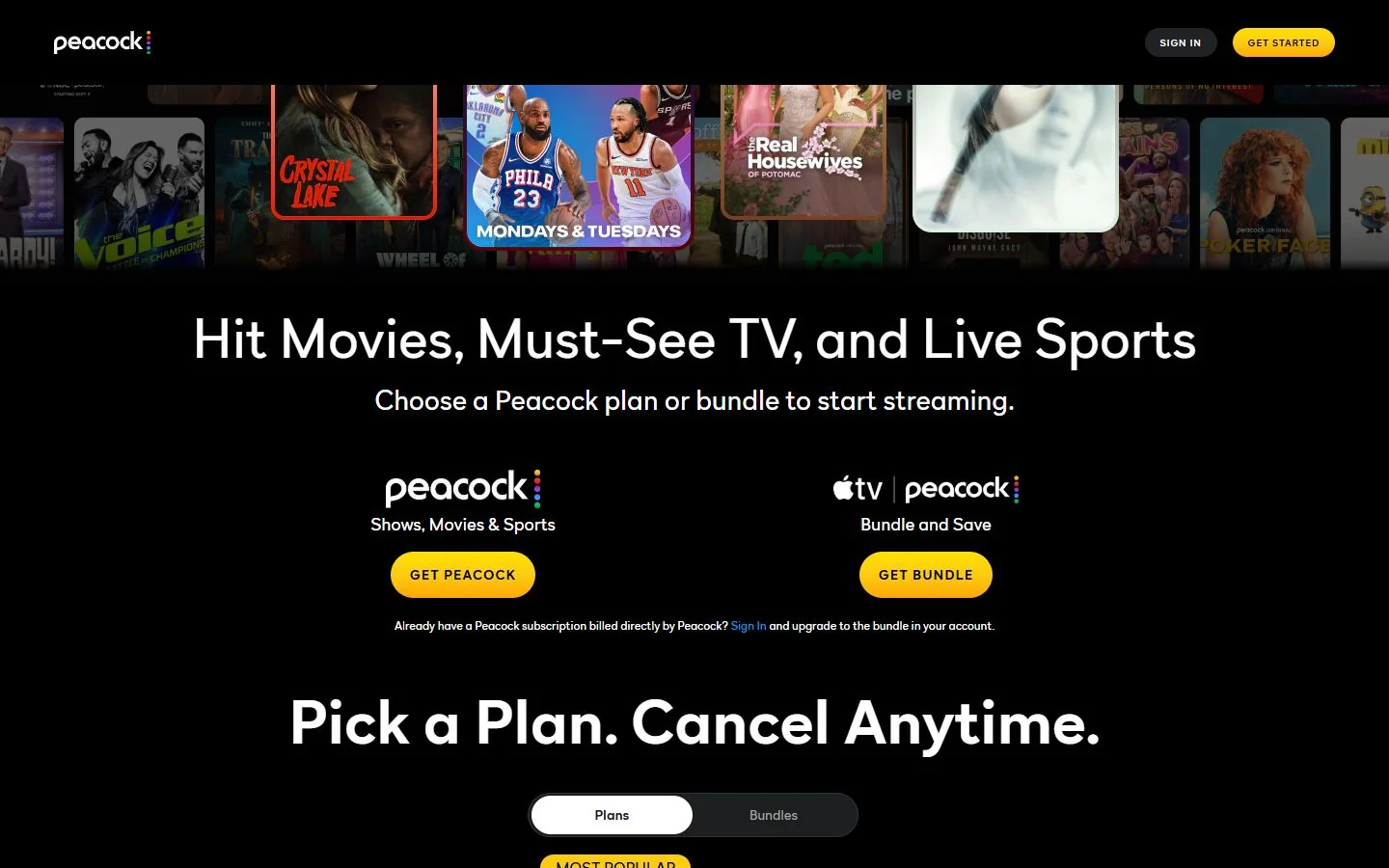 Peacock · Website screenshot