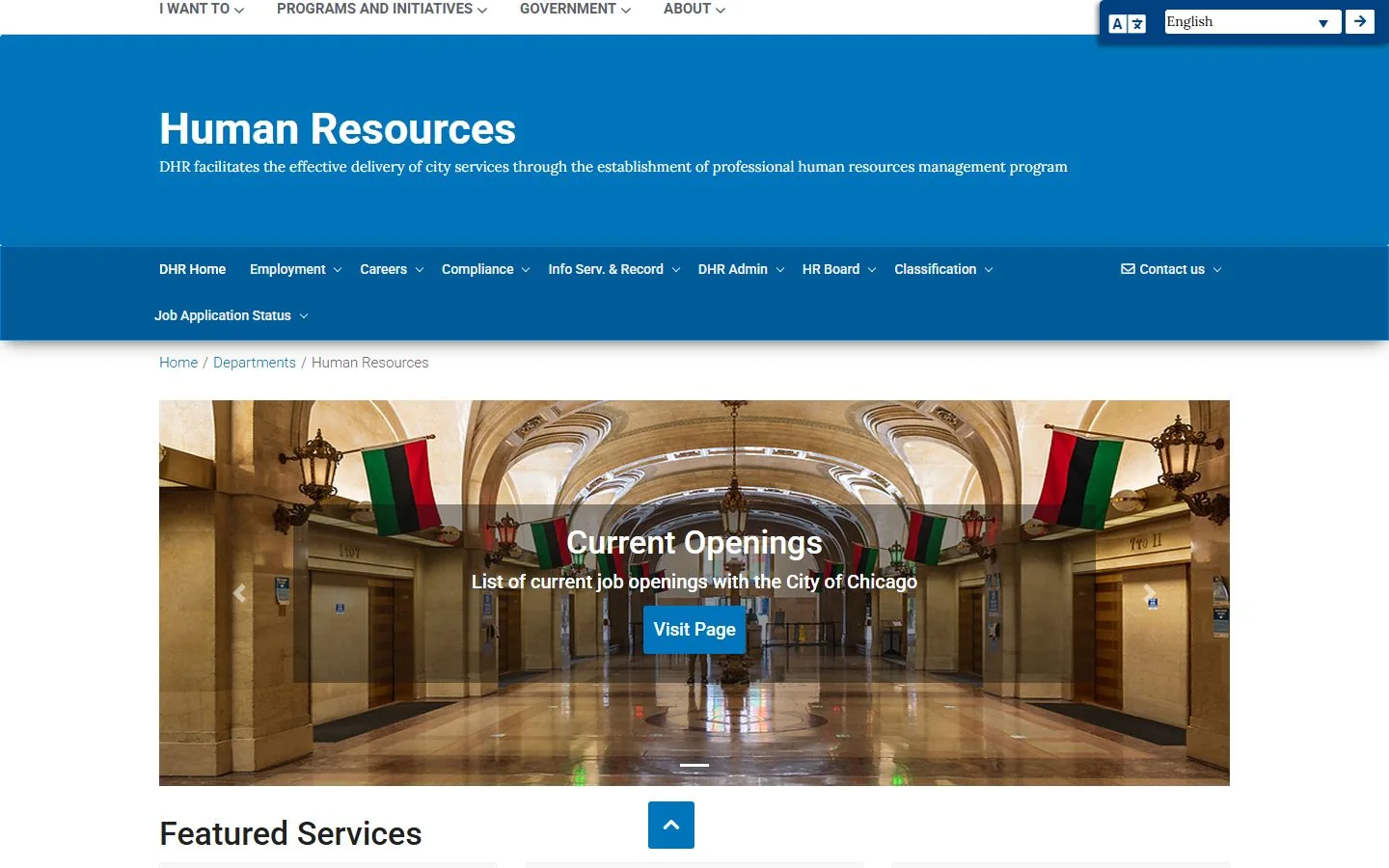Chicago Department of Human Resources · Website screenshot