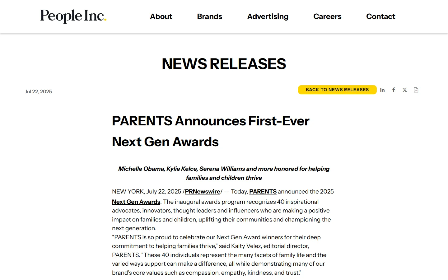 Parents · Website screenshot