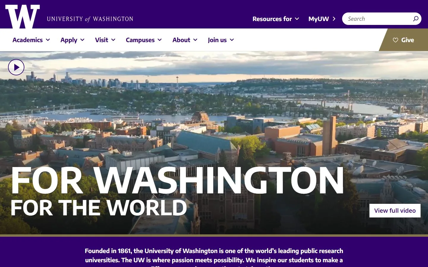 University of Washington-Seattle Campus · Official website