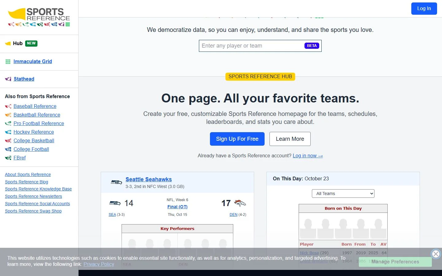 Sports Reference · Website screenshot