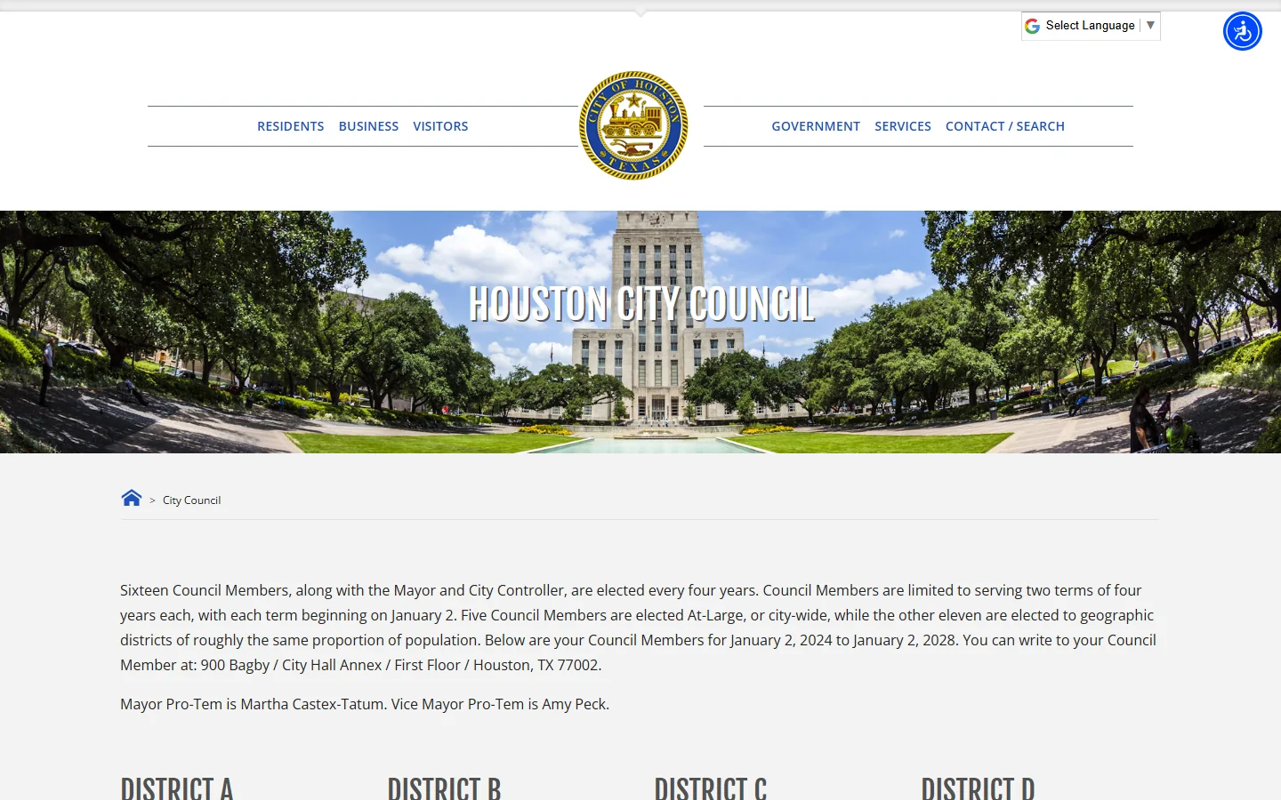 Houston City Council · Website screenshot