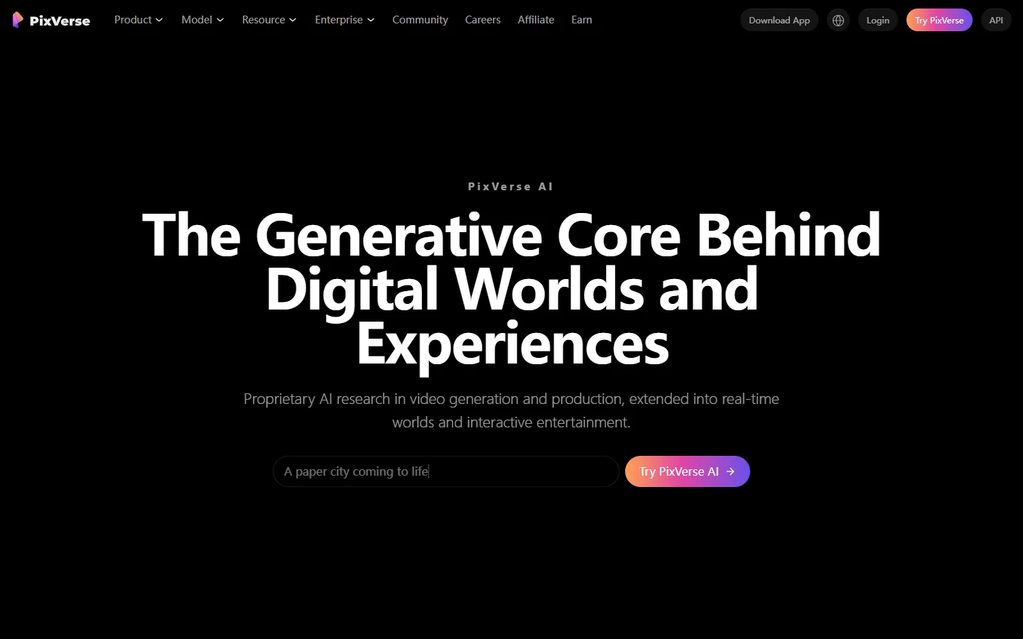PixVerse · Website screenshot