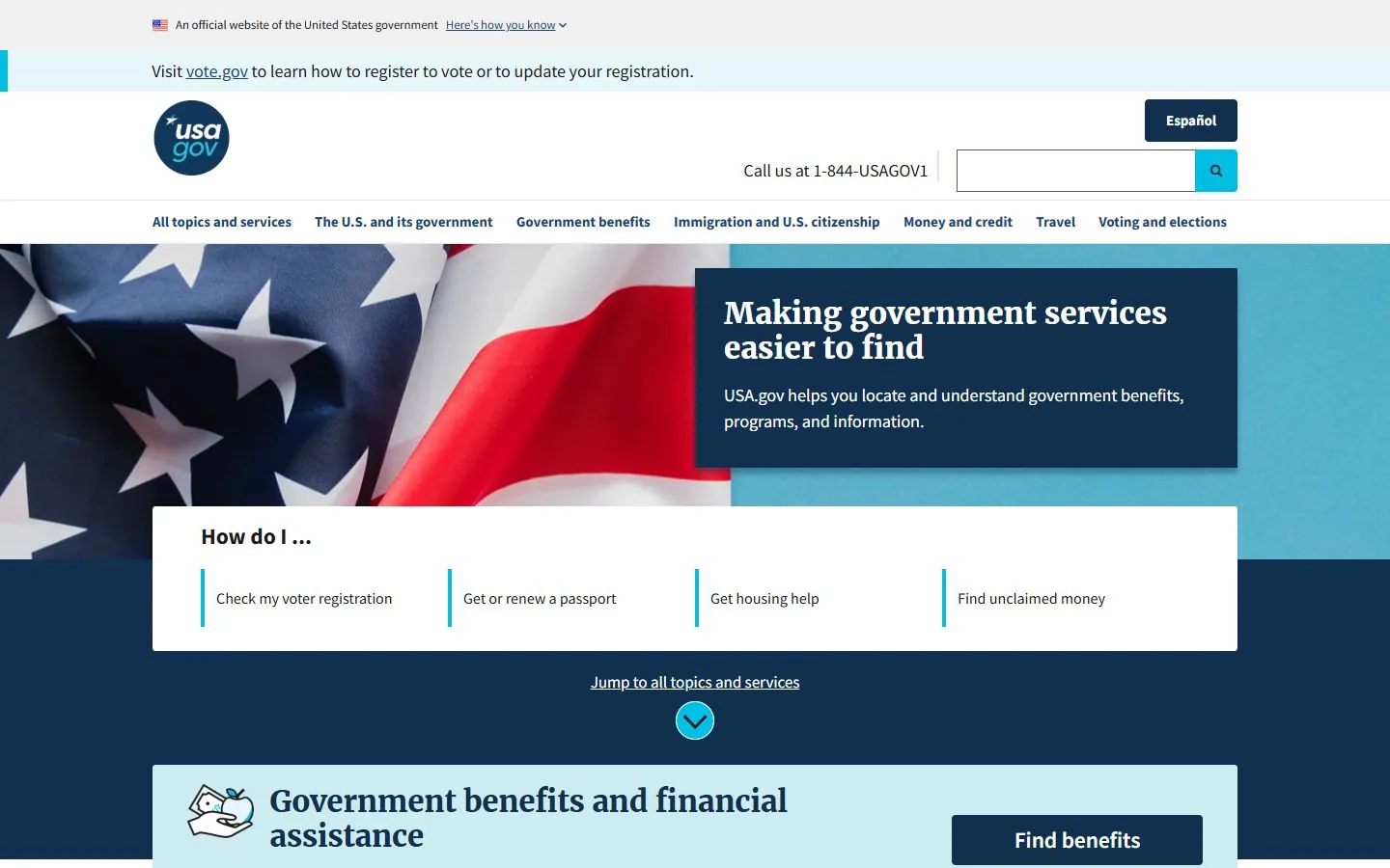 USA.gov · Website screenshot