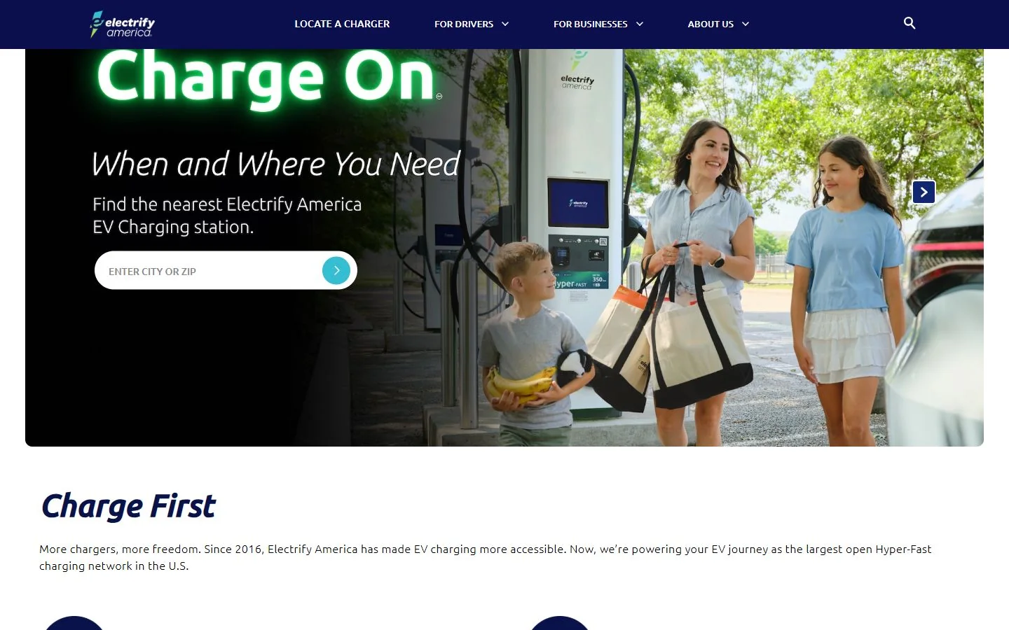 Electrify America · Website screenshot