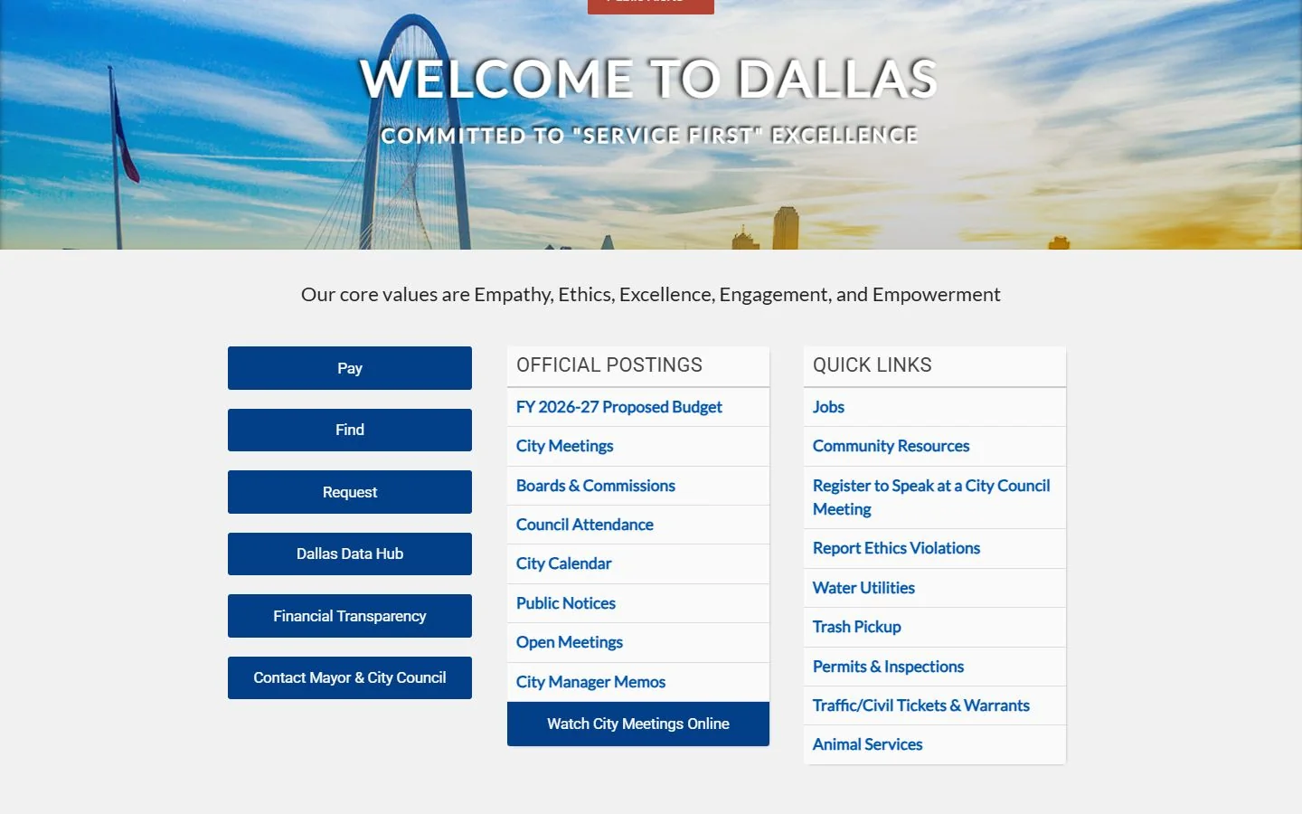 Dallas · Website screenshot
