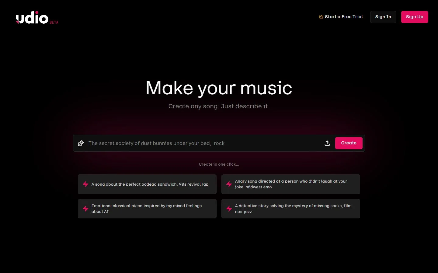 Udio · Website screenshot