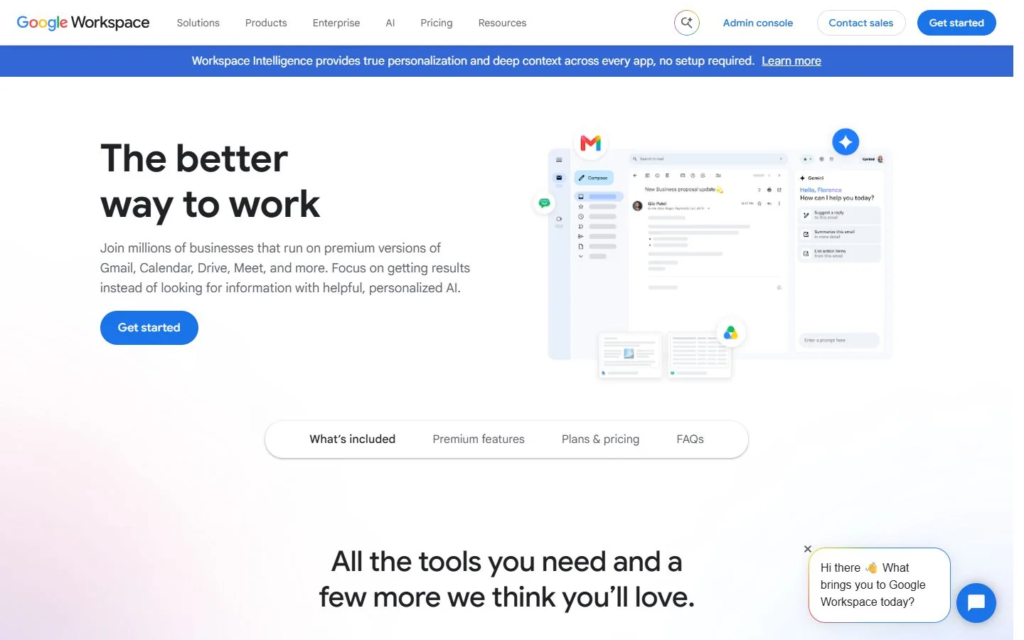 Google Workspace – Ansicht der Anbieter-Website
