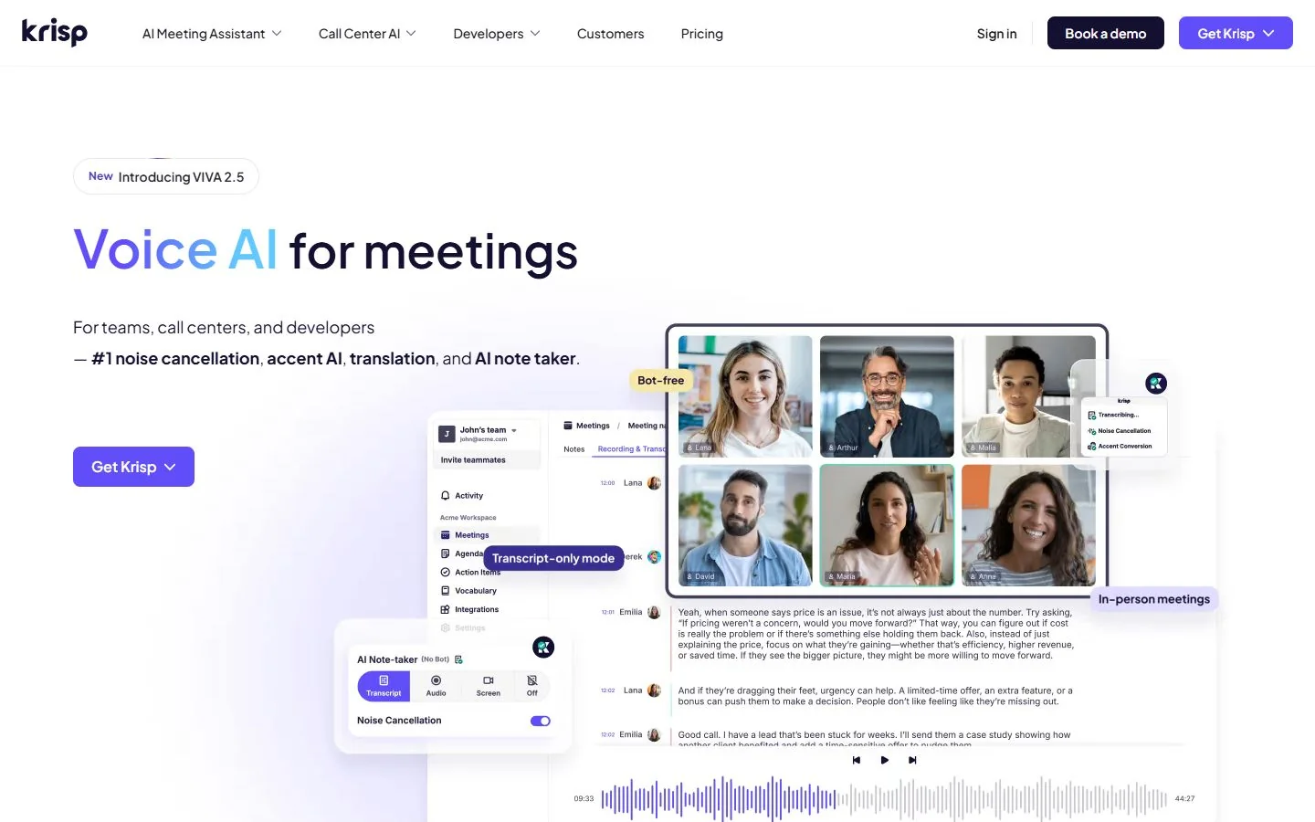 Krisp · Website screenshot