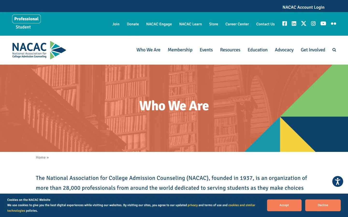 NACAC · Website screenshot