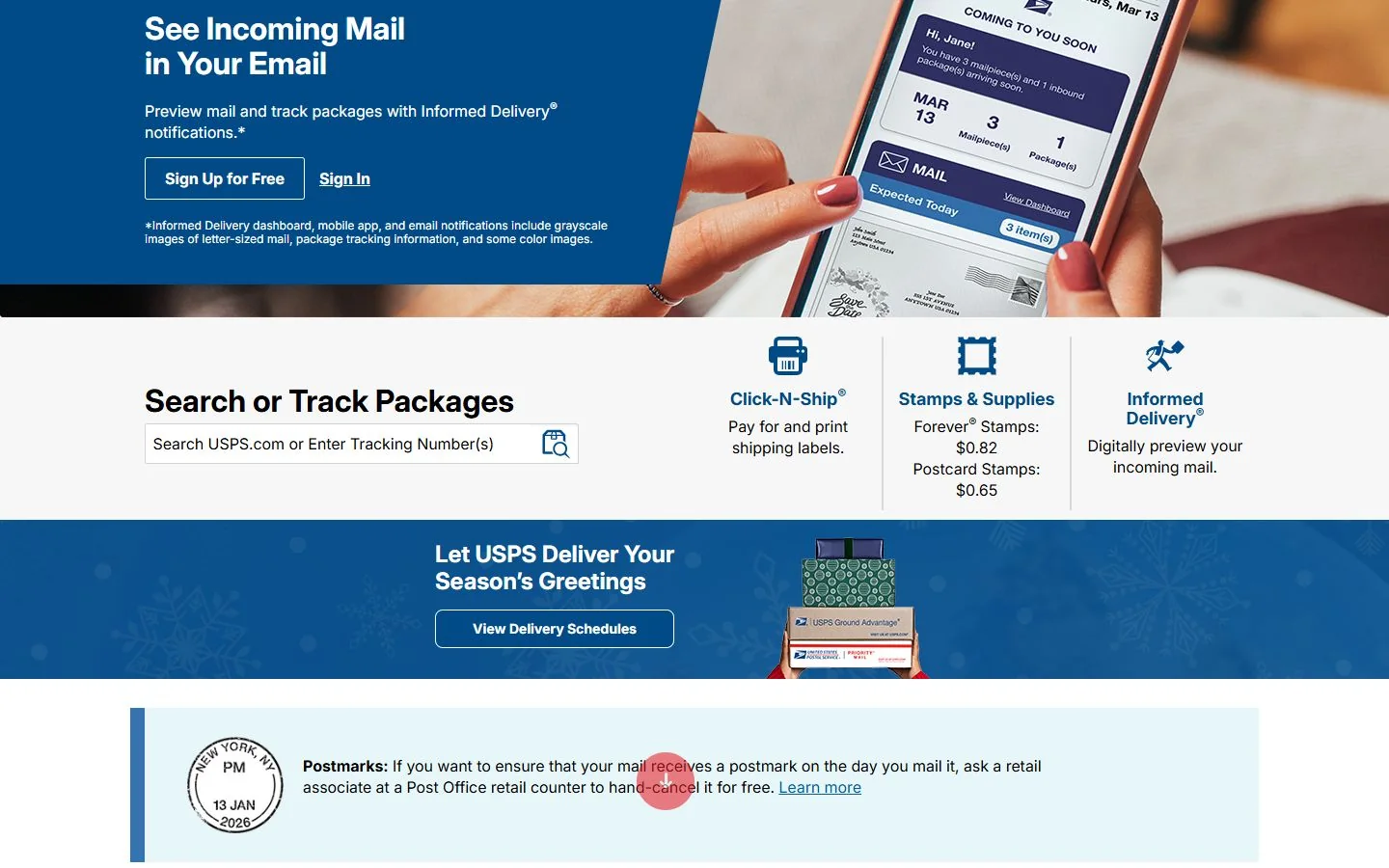 USPS · Website screenshot