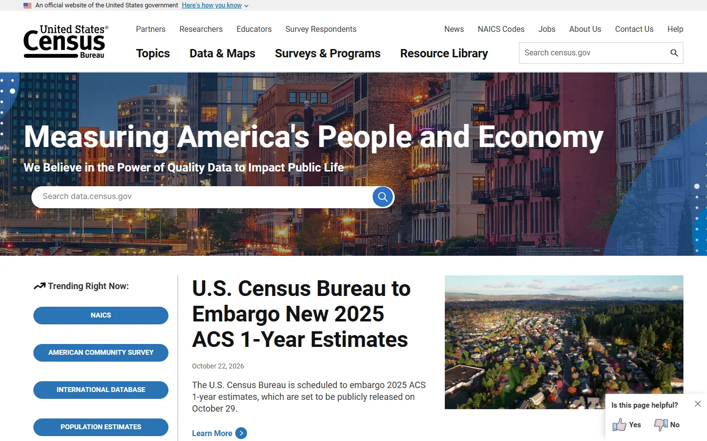 U.S. Census Bureau · Website screenshot
