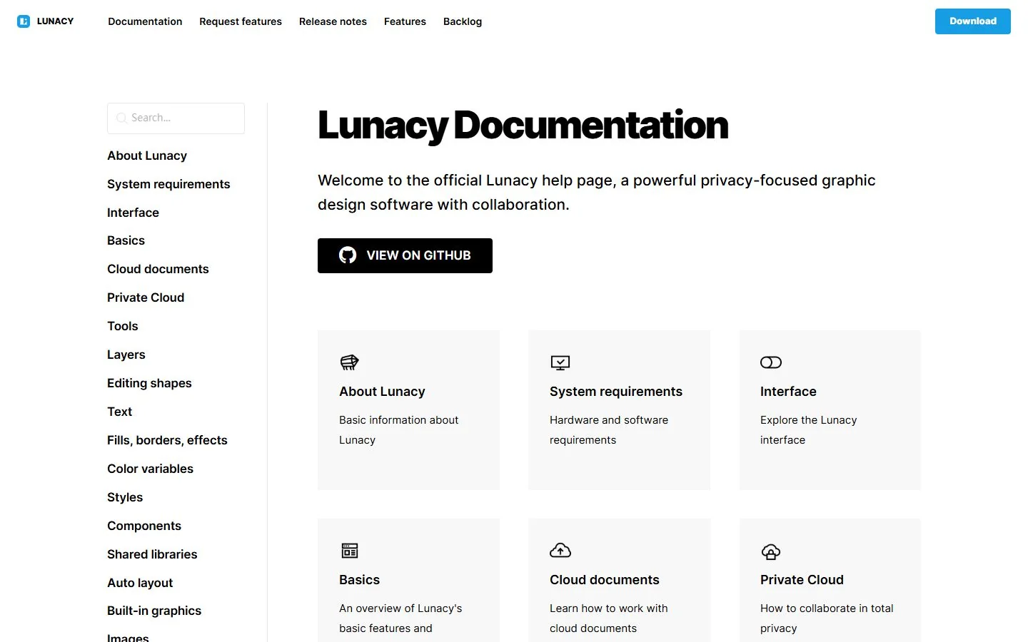 Lunacy · Website screenshot