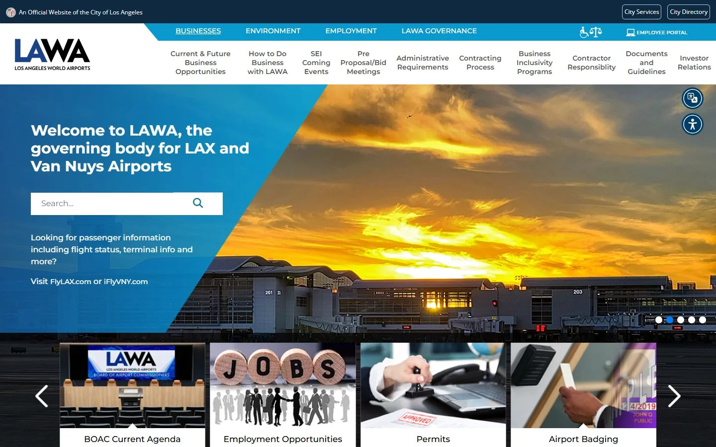 Los Angeles World Airports · Website screenshot