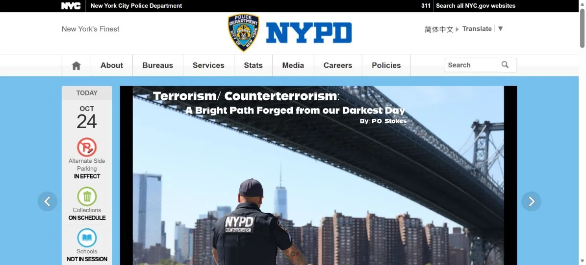 New York City Police Department · Website screenshot