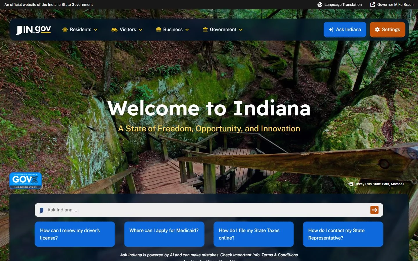 Indiana · Website screenshot