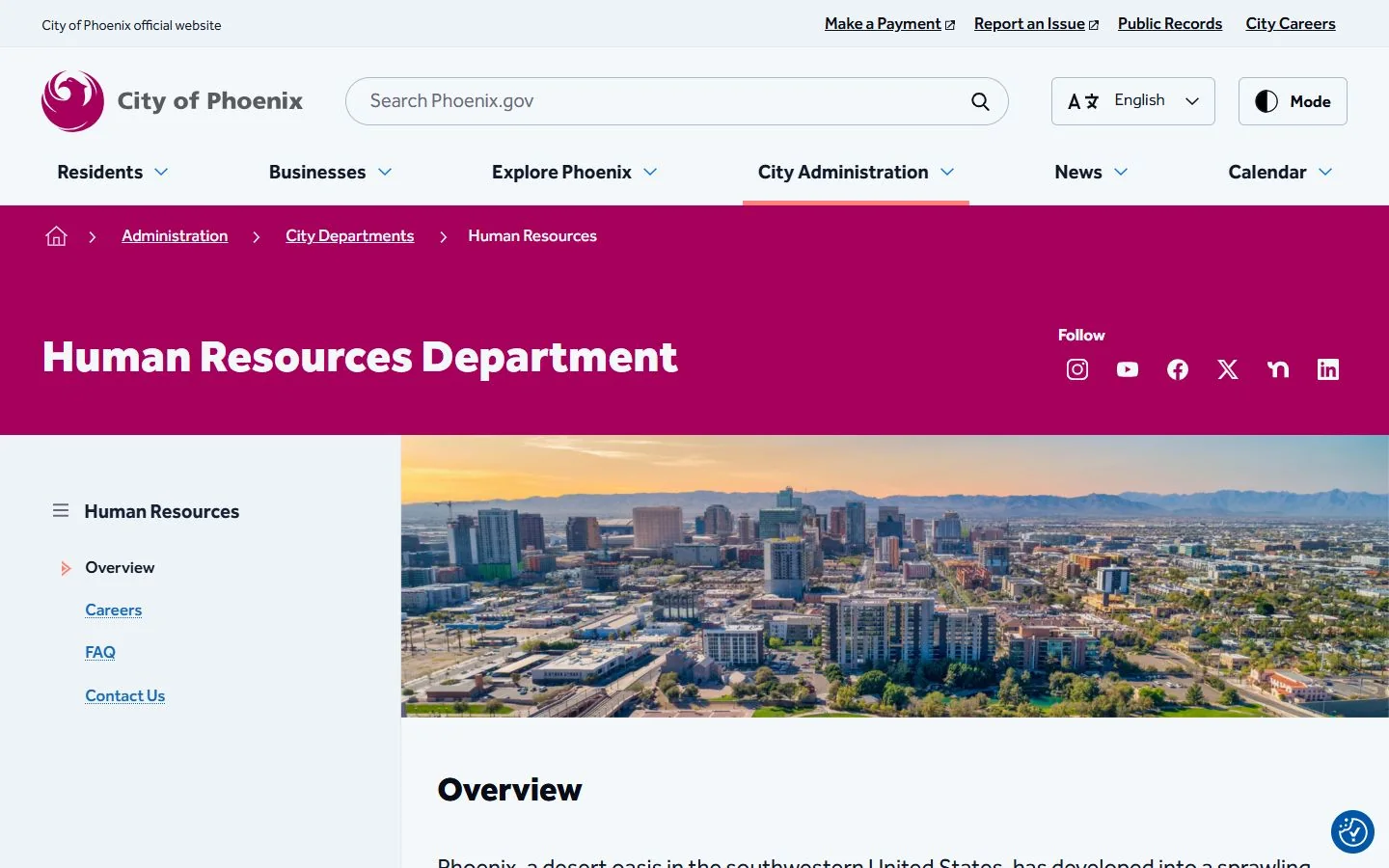 Phoenix Human Resources · Website screenshot