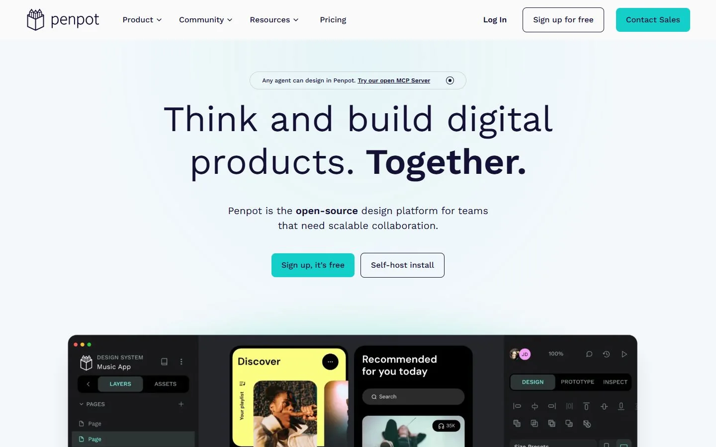Penpot – Ansicht der Anbieter-Website